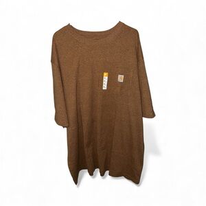 Carhartt Brown Heather Pocket T-Shirt Logo Patch Workwear Tee NWT